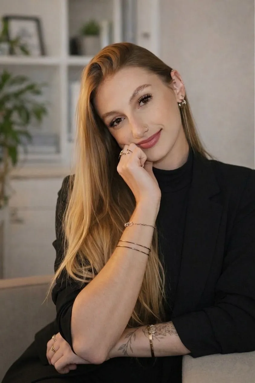 Psicóloga Julia em ambiente acolhedor